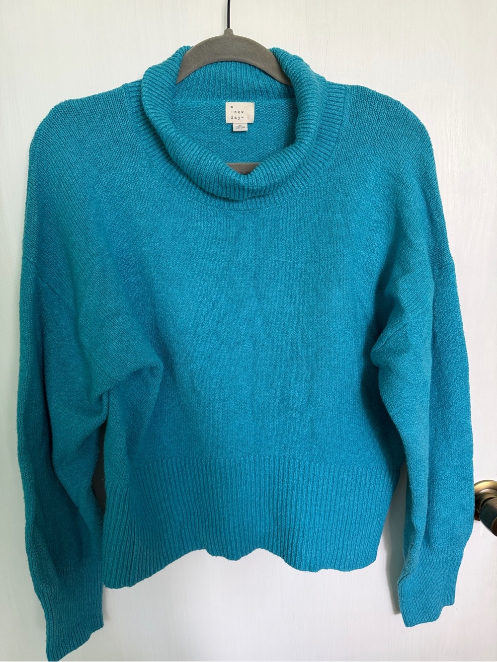a new day Teal Cowl Neck Sweater